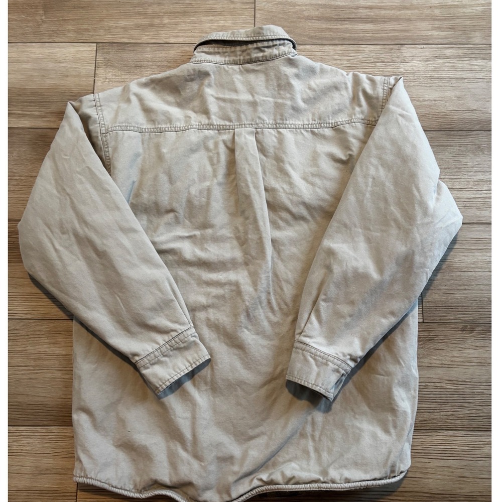 Levis Mens Canvas Shirt Jacket Tan Fleece Lined Plaid Workwear Shacket Large - Picture 3 of 7